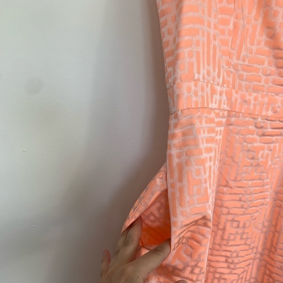 Shoshanna Pleated Sleeveless Peach Pink Mini Dress Size 4 - Picture 6 of 11